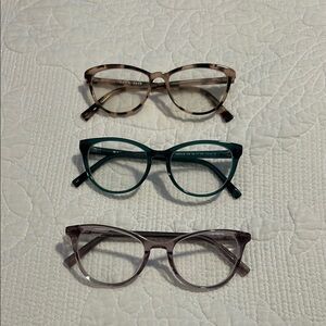 Warby Parker: Stylish Eyeglasses Trio in Brown, Teal, and Purple